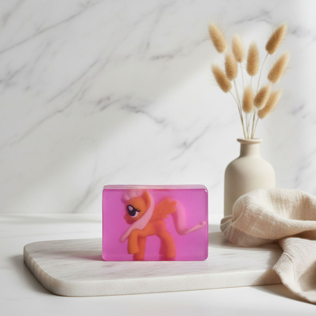 Pink See-Through Unicorn Toy Soap Bar